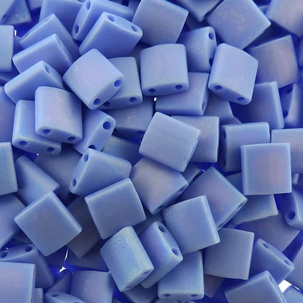Miyuki Tila Beads 5mm 2-hole Square Matte Opaque Periwinkle AB 7.2GM