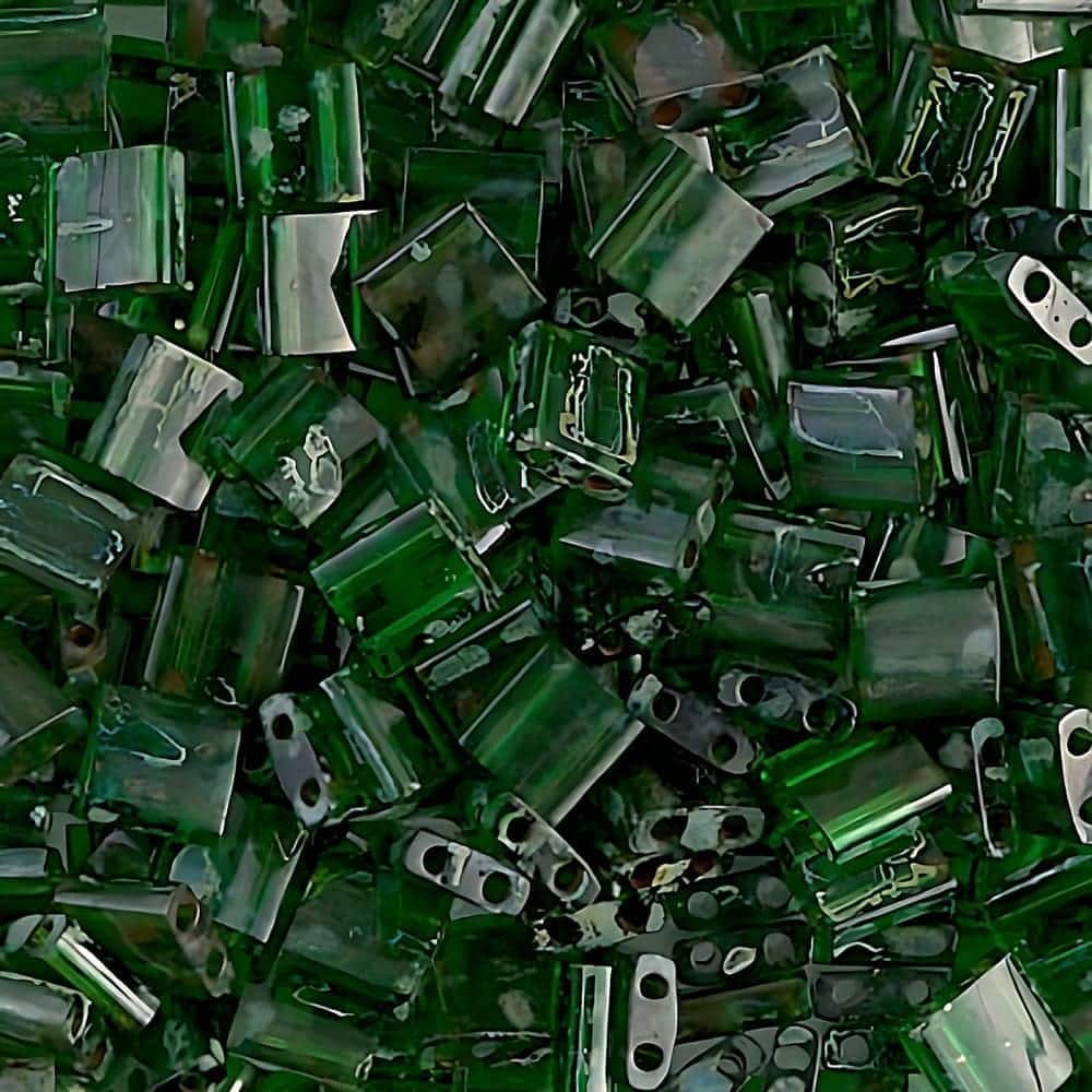 Miyuki Tila Beads 5mm 2-hole Square Spotted Jade Picasso 7.2GM