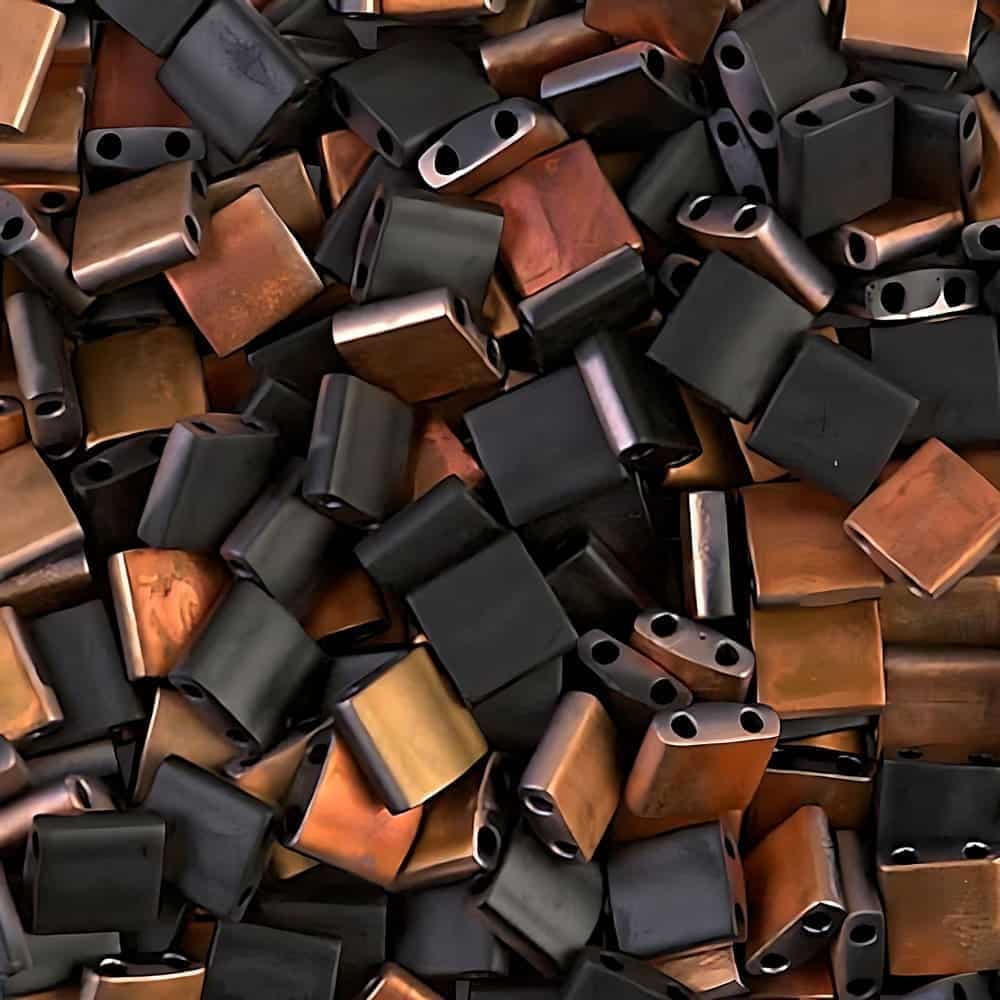Miyuki Tila Beads 5mm 2-hole Square Sunset Matte Black 7.2GM