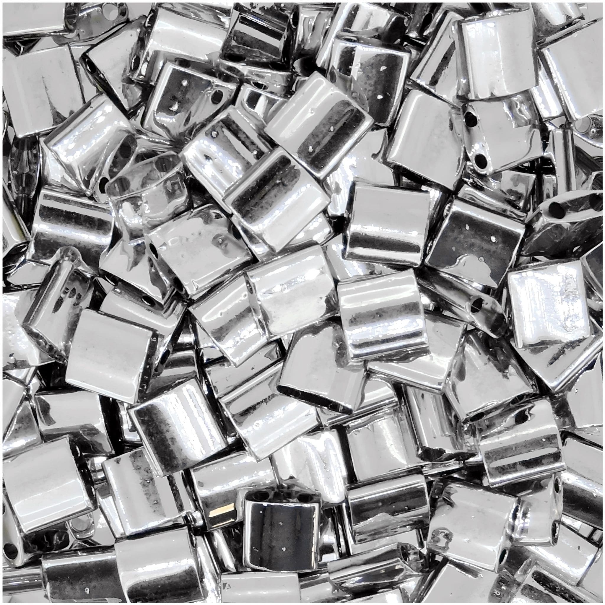 Miyuki Tila Beads 5mm 2-Hole Square Full Labrador Silver 7.2GM
