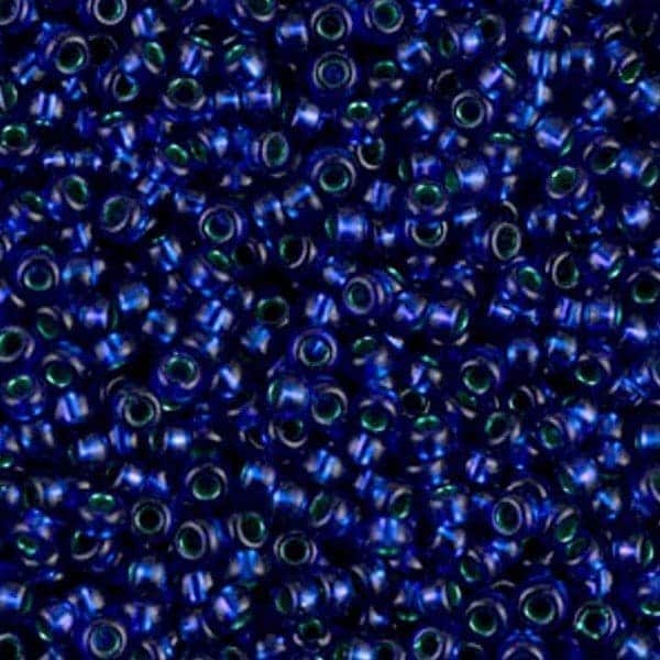 Miyuki Round Seed Beads Size 11/0 Metallic Emerald Lined Dark Sapphire 24GM