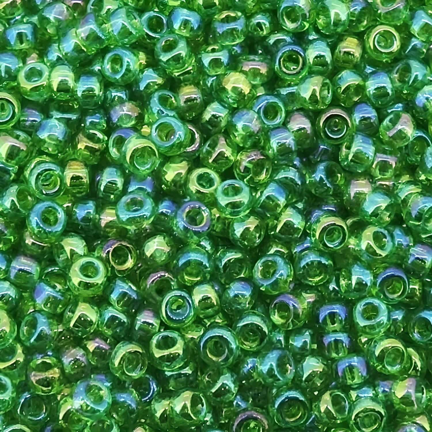 Miyuki Round Seed Beads Size 11/0 Transparent Green AB 24GM