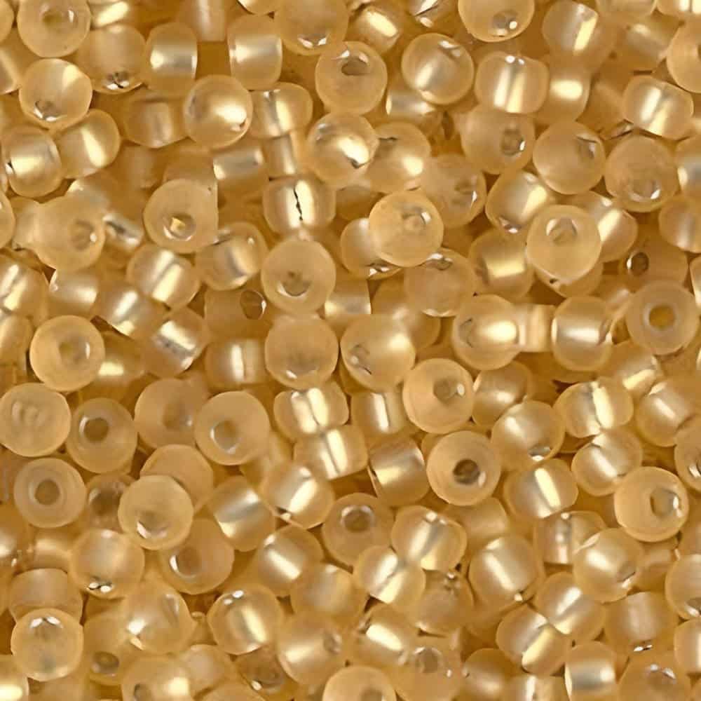 Miyuki Round Seed Beads Size 11/0 Semi-Matte Silver Lined Gold 24GM