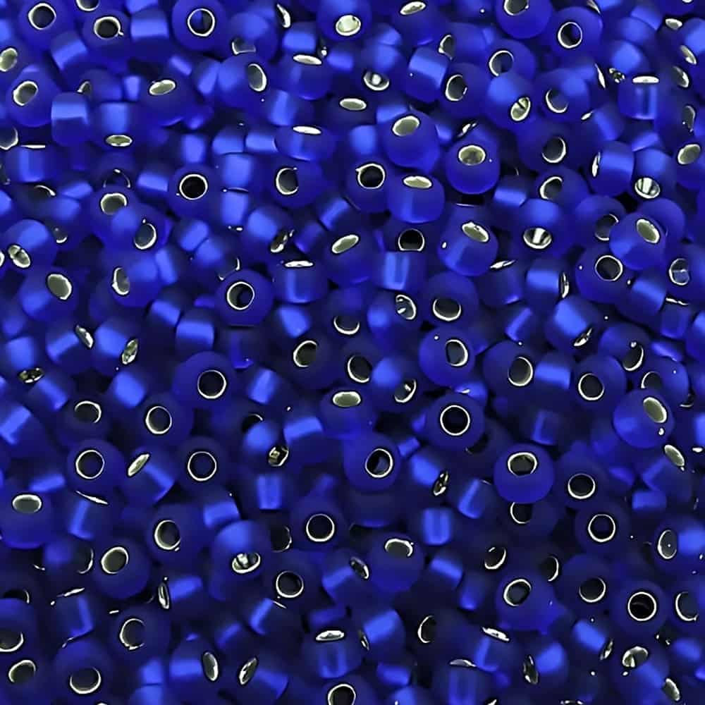 Miyuki Round Seed Beads Size 11/0 Matte Silver Lined Cobalt 24GM