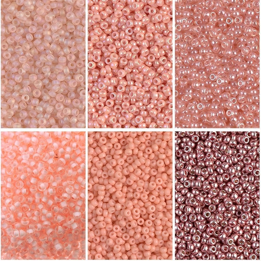 Set of 6 Colors Miyuki Seed Beads Size 11/0 51GM Peach Blush Collection