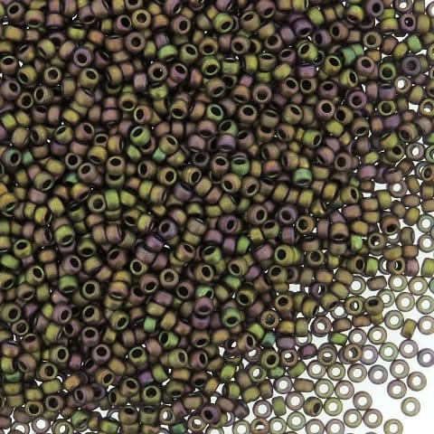 Miyuki Round Seed Beads 15/0 Matte Metallic Khaki Iris 8.2GM