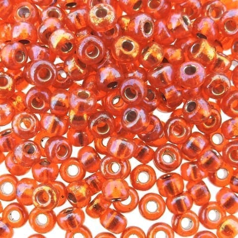 Miyuki Round Seed Beads 6/0 Silver Lined Orange AB 20GM 6-1008