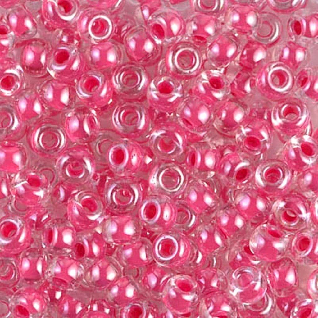 Miyuki Round Seed Beads 6/0 Carnation Pink Lined Crystal 20GM 6-208