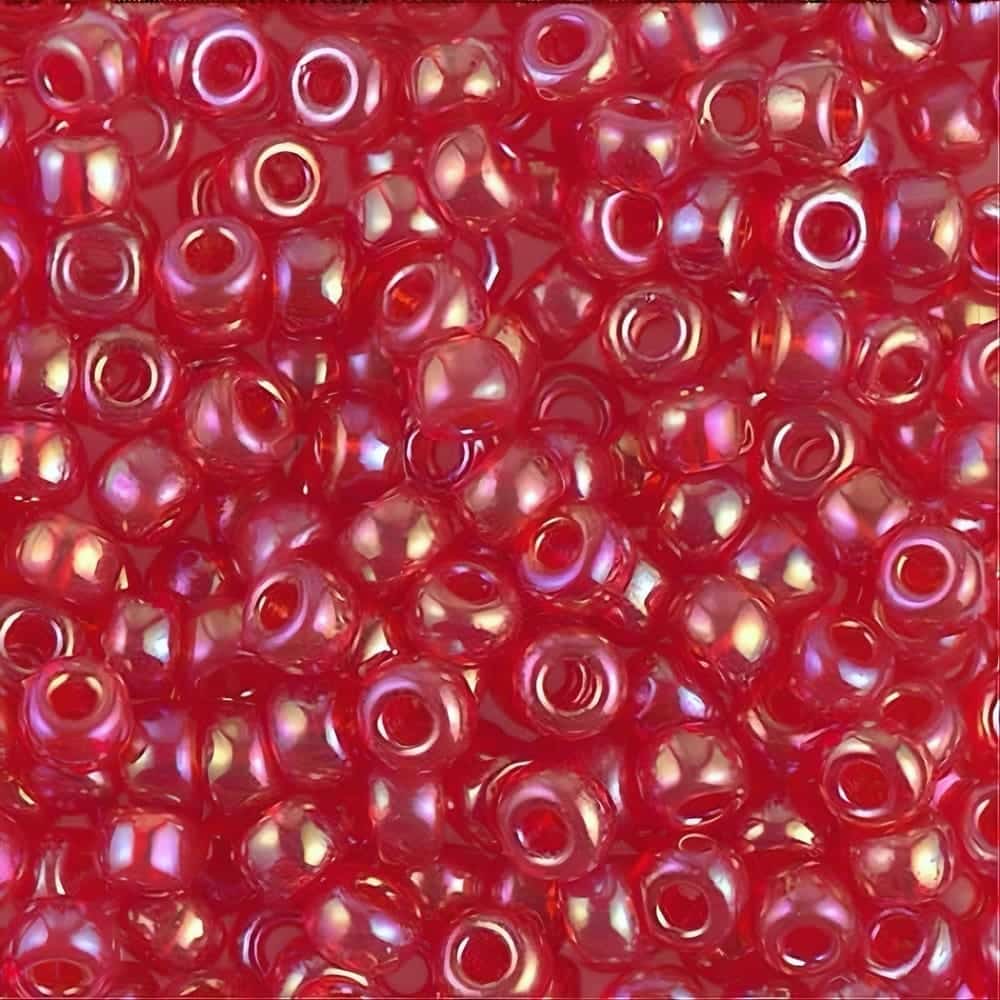 Miyuki Round Seed Beads 6/0 Transparent Dark Red AB 20GM 6-254D
