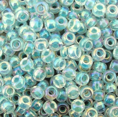 Miyuki Round Seed Beads 6/0 Glazier Blue Lined Crystal AB 20GM 6-269