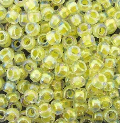Miyuki Round Seed Beads 6/0 Light Yellow Lined Crystal AB 20GM 6-273