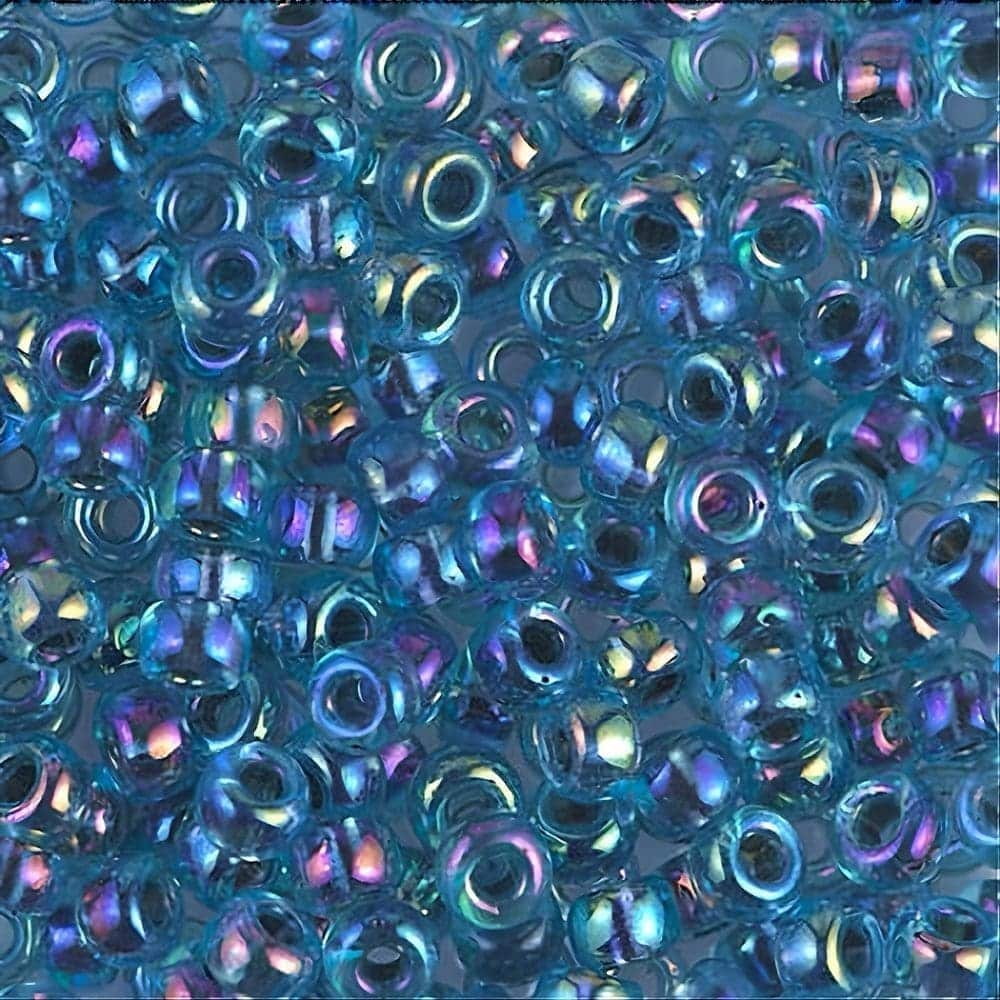 Miyuki Round Seed Beads 6/0 Blue Lined Aqua AB 20GM 6-339