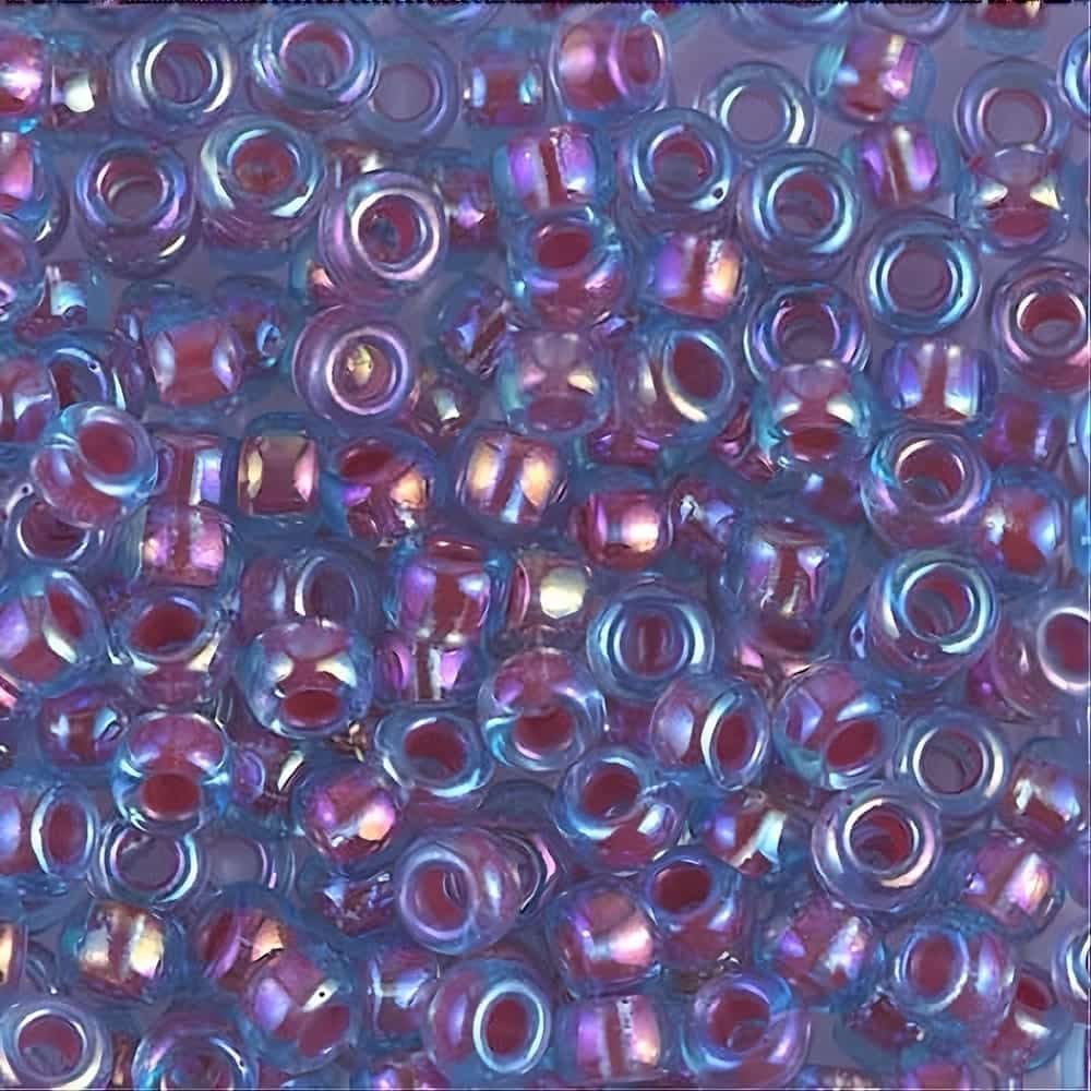 Miyuki Round Seed Beads 6/0 Hot Pink Lined Aqua AB 20GM 6-340