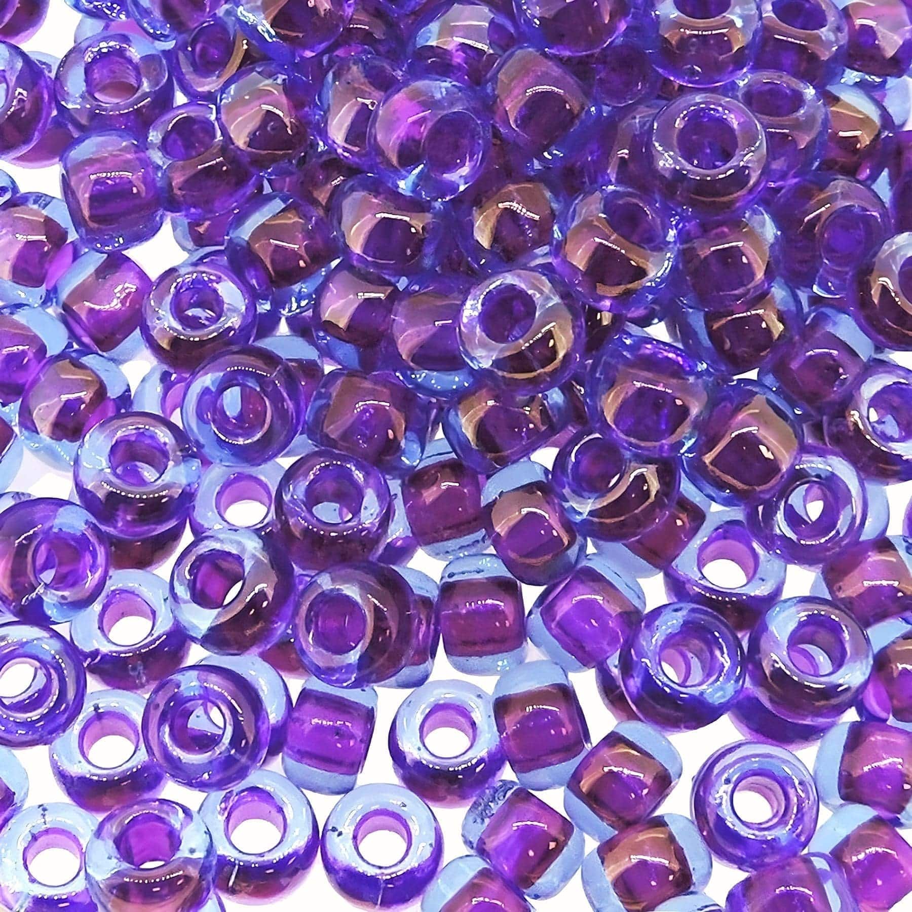 Miyuki Round Seed Beads 6/0 Fuchsia Lined Aqua Luster 20GM 6-352