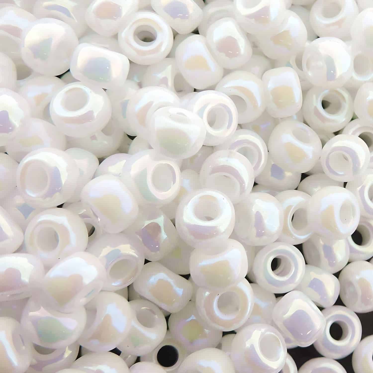 Miyuki Round Seed Beads 6/0 Opaque White AB 20GM 6-402R (6-471)