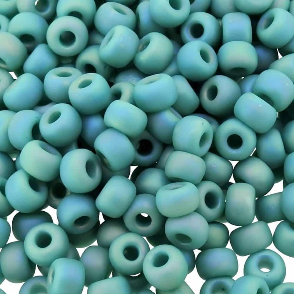 Miyuki Round Seed Beads 6/0 Matte Opaque Turquoise Green AB 6-412FR