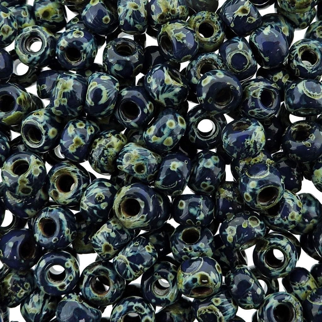 Miyuki Round Seed Beads Size 6/0 Opaque Cobalt Picasso 20GM 6-4518