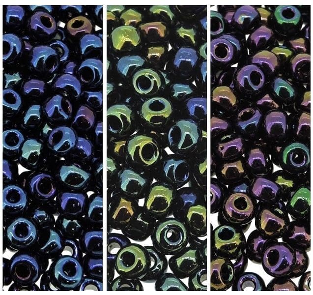Set of 3 Colors 60GM Miyuki Round Seed Beads, Size 6/0, Metallic Iris Collection