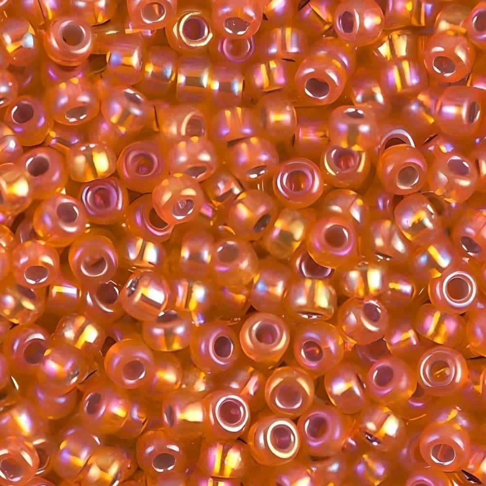 Miyuki Round Seed Beads Size 8/0 Silver Lined Orange AB 22GM