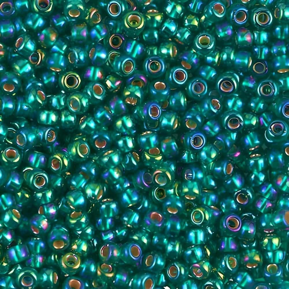 Miyuki Round Seed Beads Size 8/0 Silver Lined Emerald AB 22GM