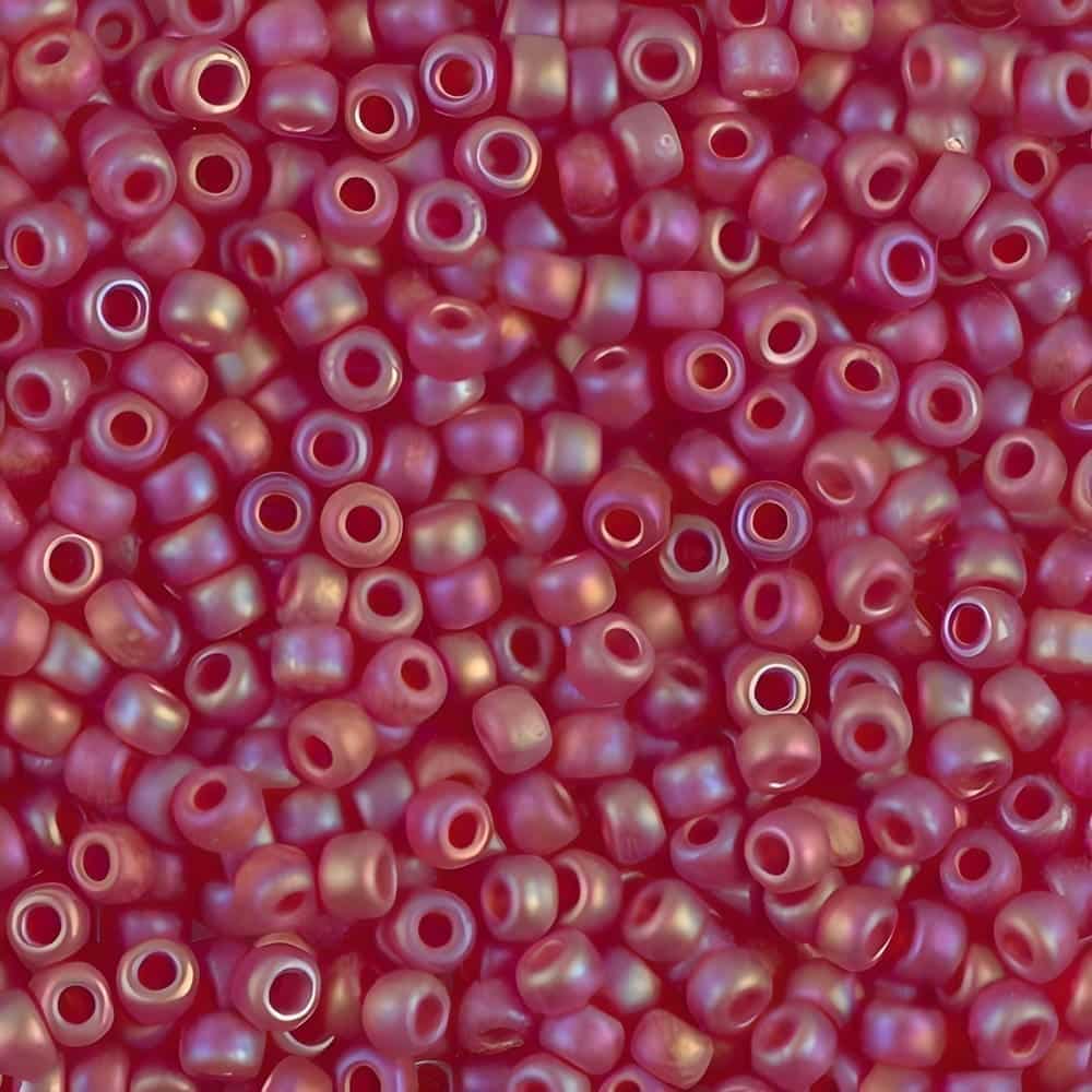 Miyuki Round Seed Beads Size 8/0 Matte Transparent Ruby AB 22GM