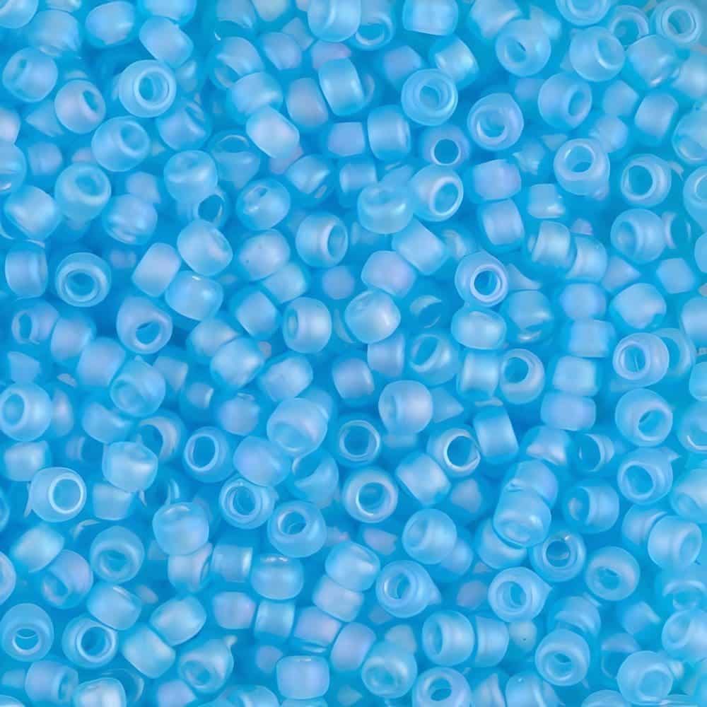 Miyuki Round Seed Beads Size 8/0 Matte Transparent Aqua AB 22GM