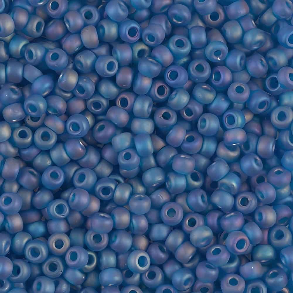 Miyuki Round Seed Beads Size 8/0 Matte Transparent Capri Blue AB 22GM