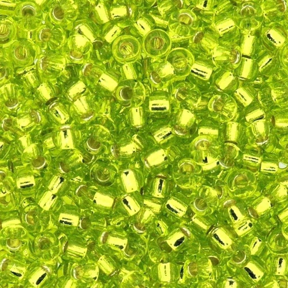Miyuki Round Seed Beads Size 8/0 Silver Lined Chartreuse 22GM