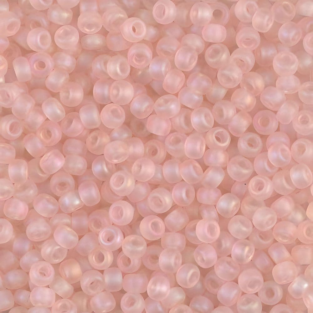 Miyuki Round Seed Beads Size 8/0 Matte Transparent Lt Tea Rose AB 22GM