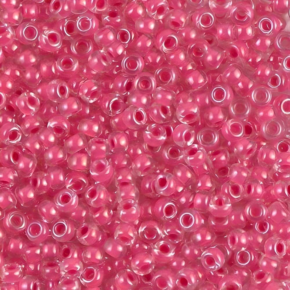 Miyuki Round Seed Beads Size 8/0 Carnation Pink Lined Crystal 22GM