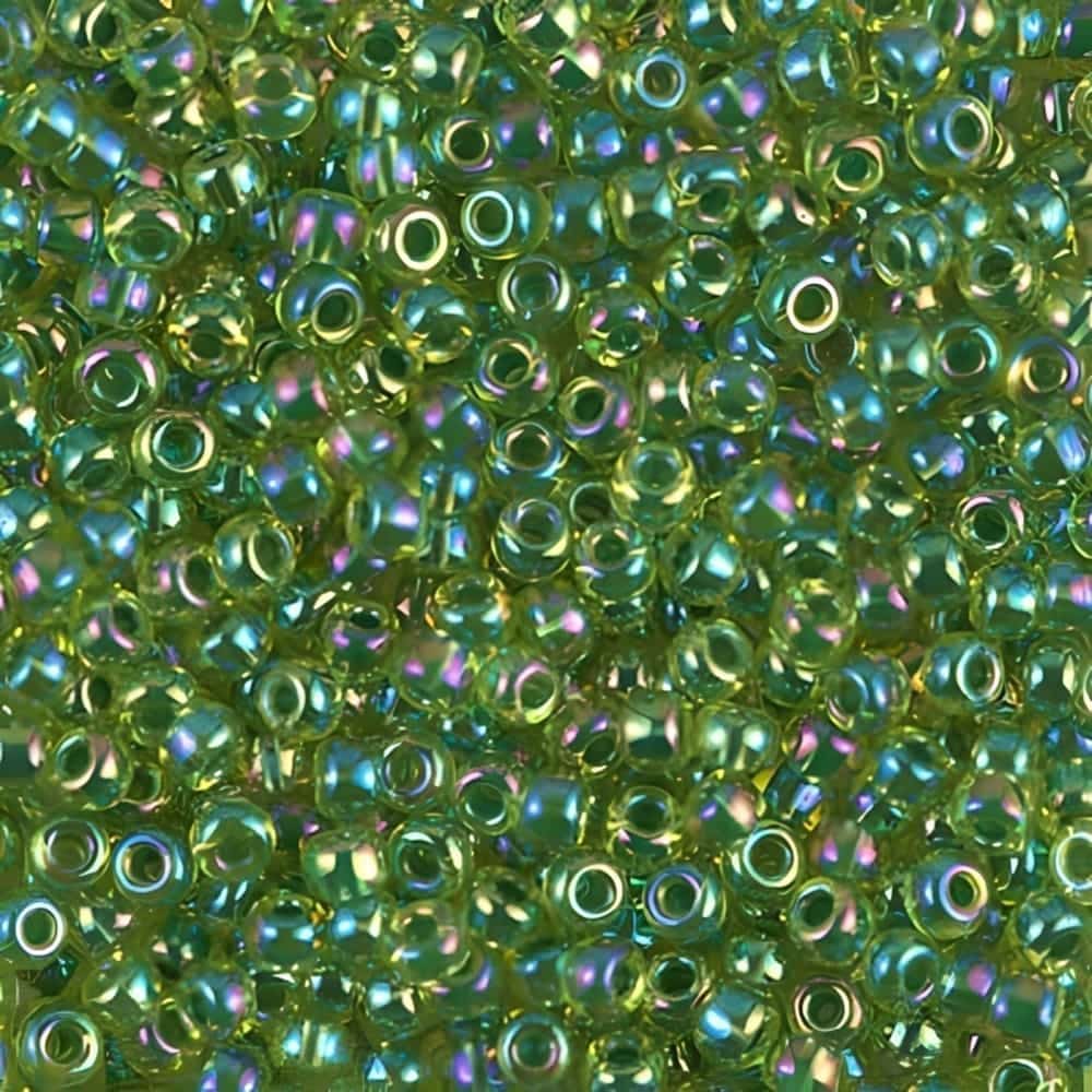 Miyuki Round Seed Beads Size 8/0 Green Lined Chartreuse AB 22GM