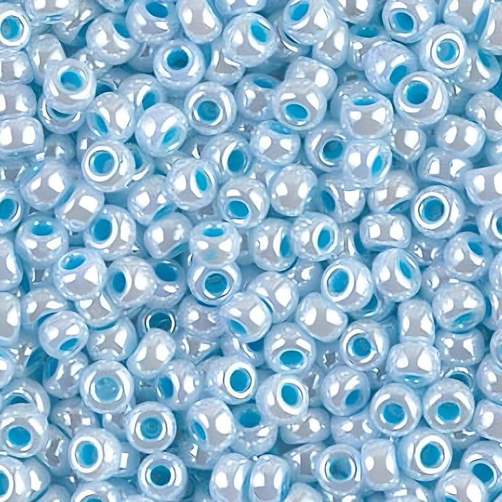 Miyuki Round Seed Beads Size 8/0 Aqua Lined White Pearl 22GM