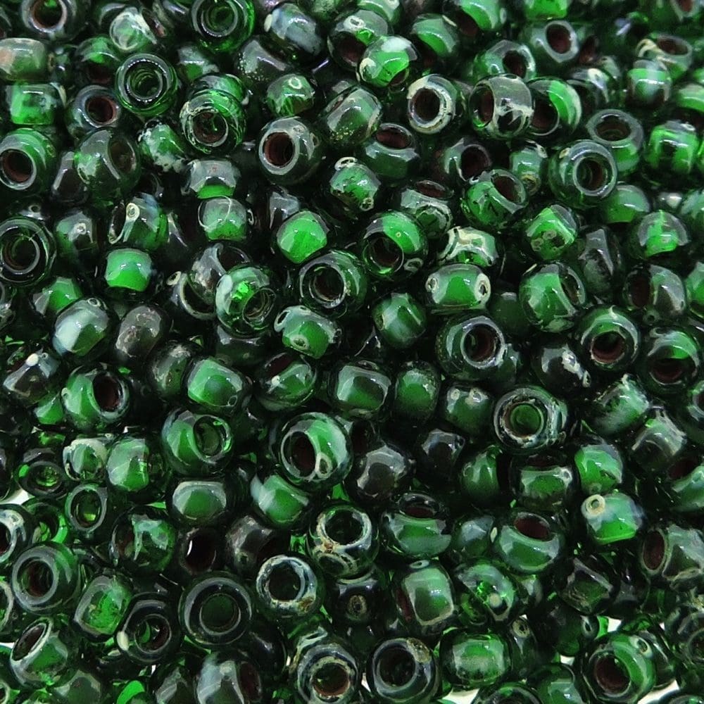 Miyuki Round Seed Beads Size 8/0 Picasso Transparent Spotted Jade 22GM