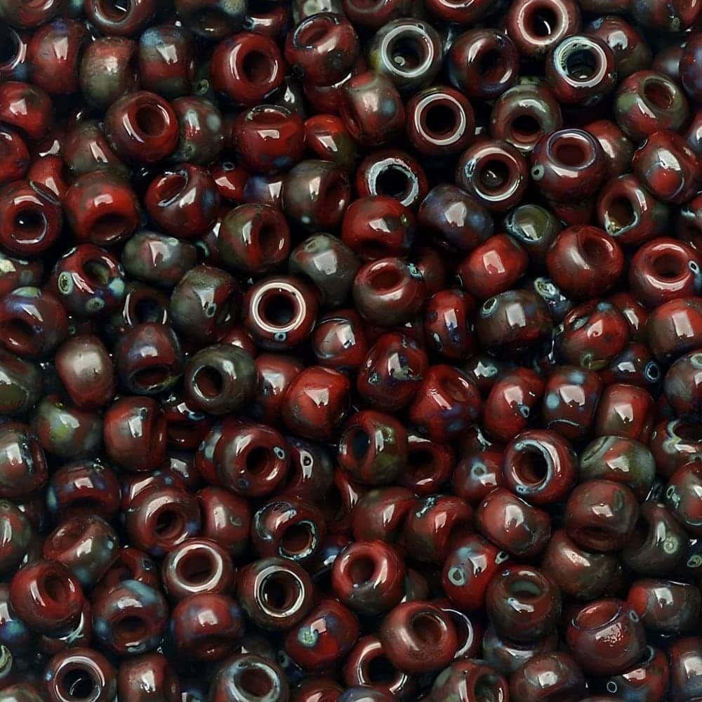 Miyuki Round Seed Beads Size 8/0 Picasso Opaque Red Garnet 22GM