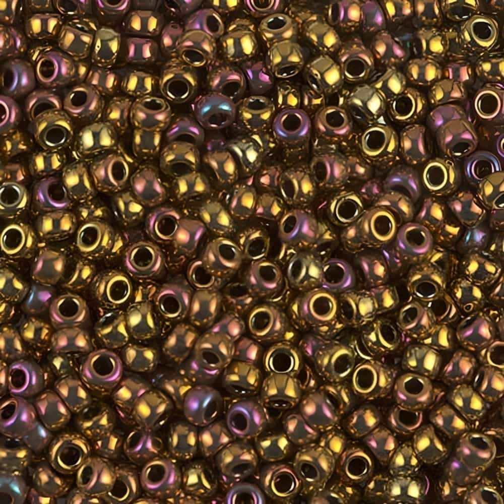 Miyuki Round Seed Beads Size 8/0 Metallic Gold Iris 22GM