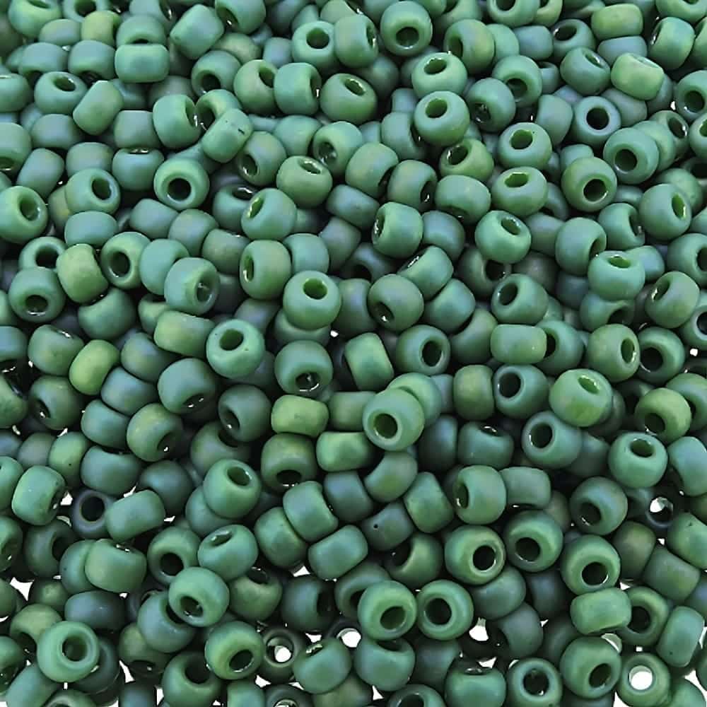 Miyuki Round Seed Beads Size 8/0 Frosted Opaque Glazed Rainbow Green