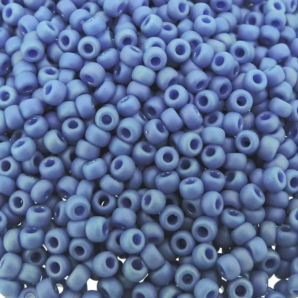Miyuki Round Seed Beads Size 8/0 Frosted Opaque Glazed Rainbow Soft Blue