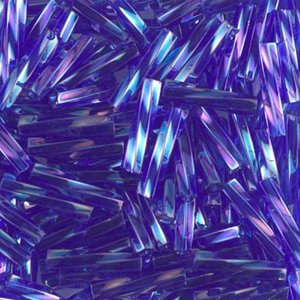 Miyuki Twisted Bugle Beads 2.7x12mm 16GM Transparent Cobalt AB