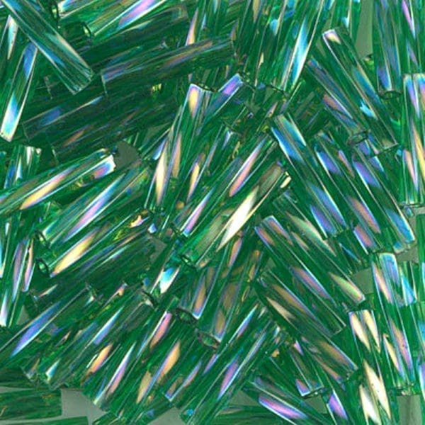 Miyuki Twisted Bugle Beads 2.7x12mm Transparent Green AB 16GM