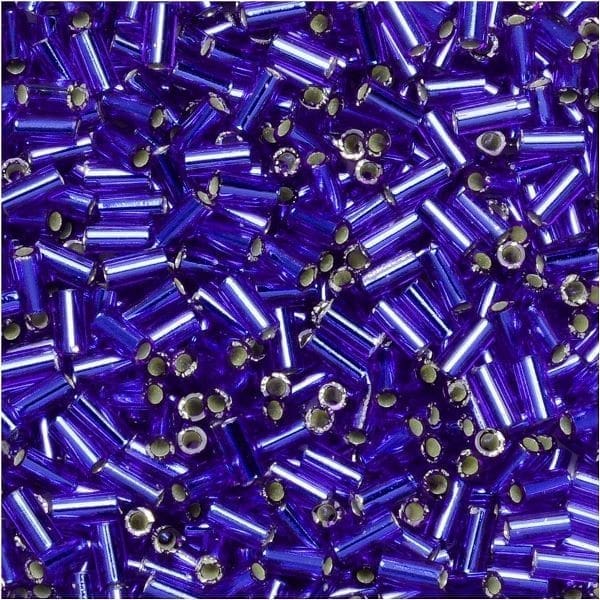 Miyuki Bugle Beads Size #1, 3mm 19.5GM Silver Lined Dark Sapphire