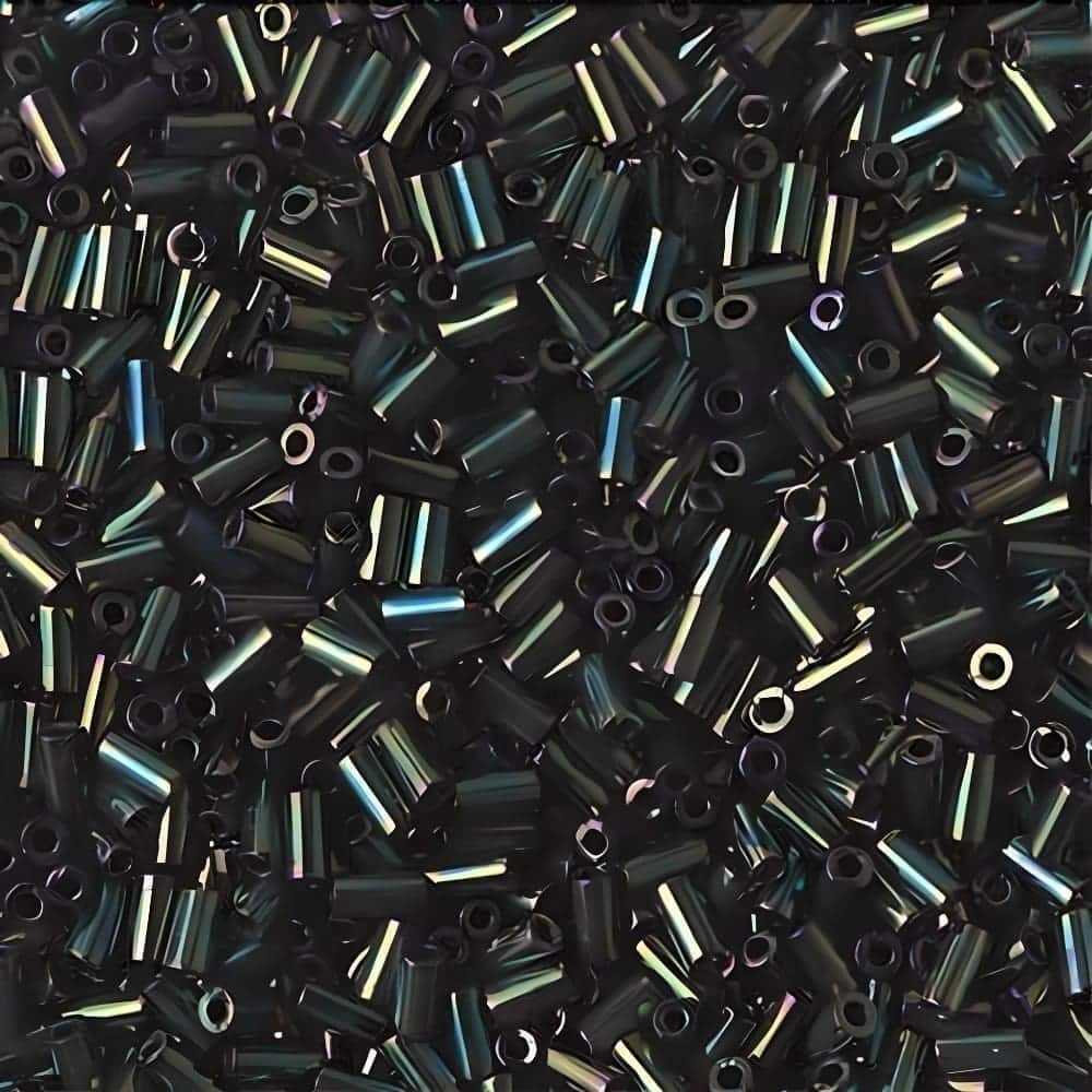 Miyuki Bugle Beads Size #1, 3mm 19.5GM Metallic Green Iris
