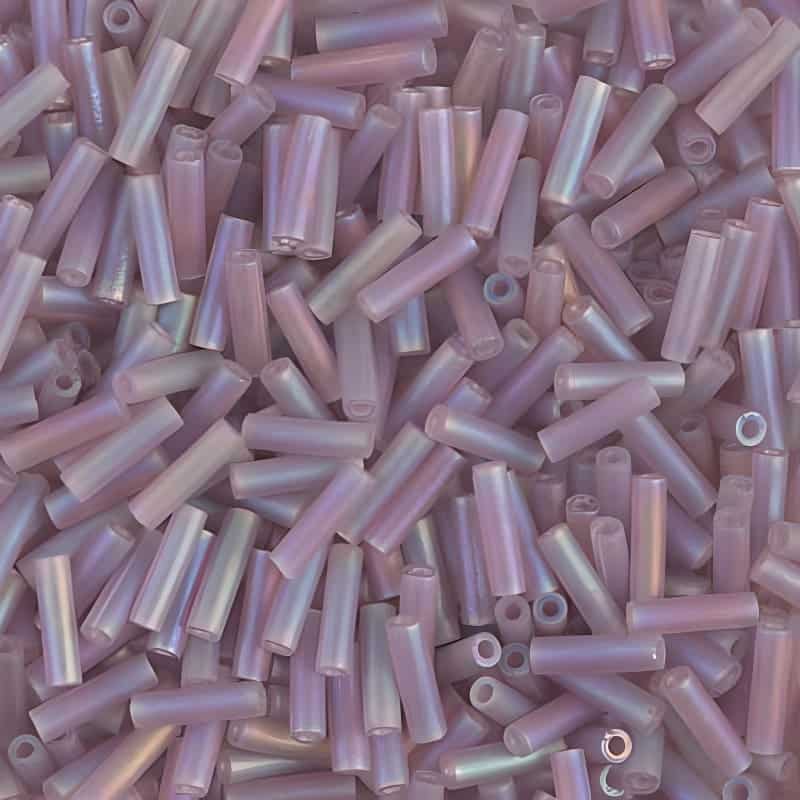 Miyuki Bugle Beads Size #2, 6mm, 17GM Matte Smoky Amethyst AB