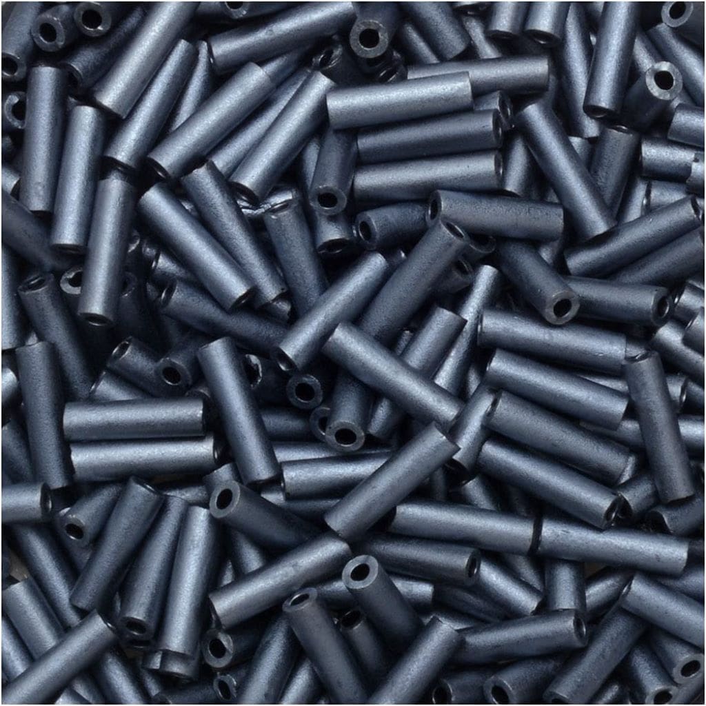 Miyuki Bugle Beads Size #2, 6mm, 17GM Matte Gunmetal