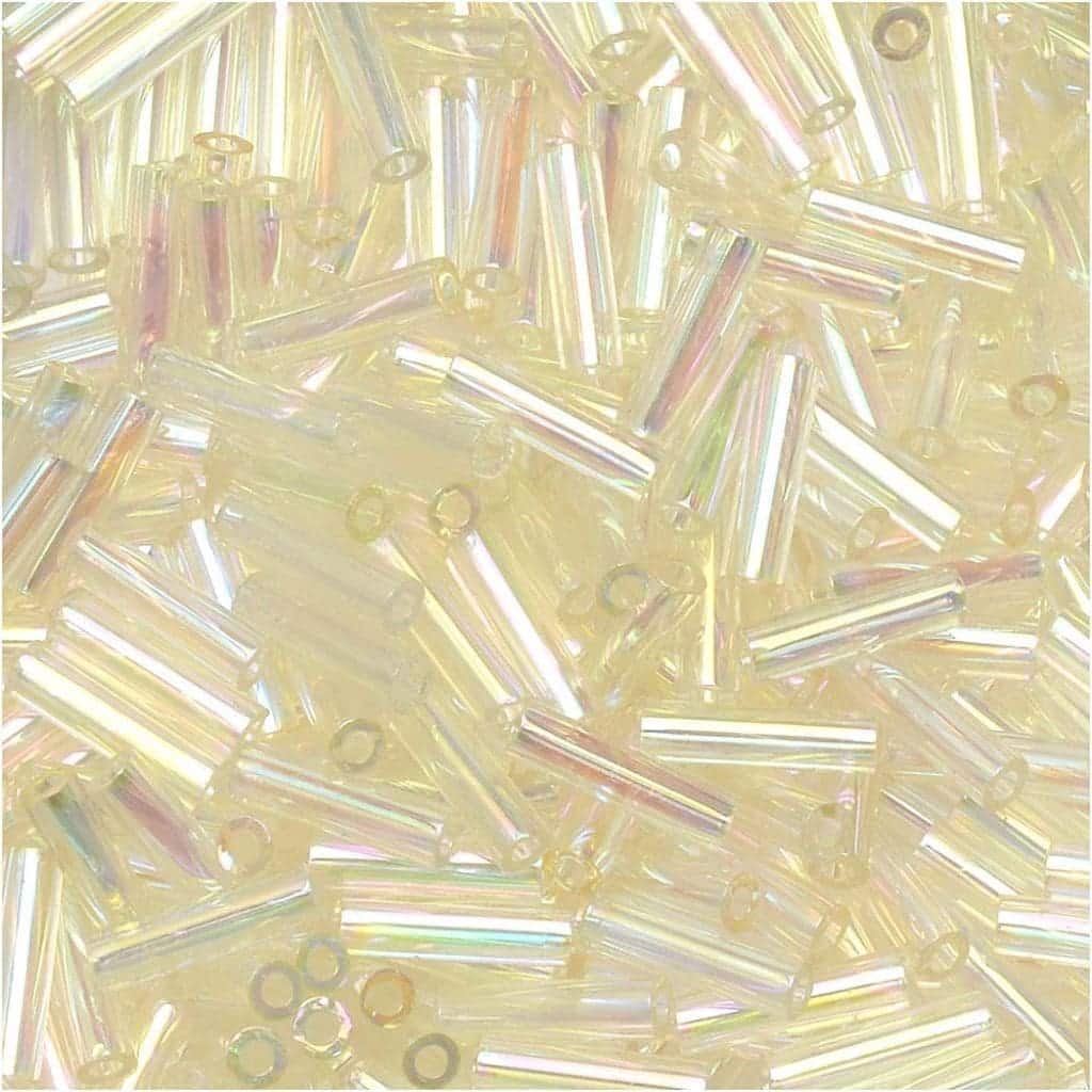 Miyuki Bugle Beads Size #2, 6mm, 17GM Crystal Ivory Gold Luster