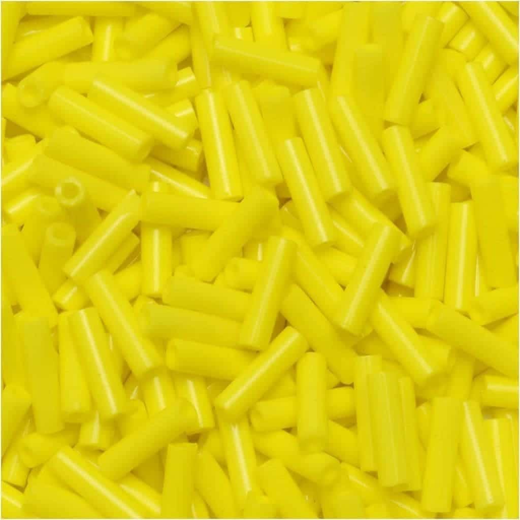 Miyuki Bugle Beads Size #2, 6mm, 17GM Opaque Yellow