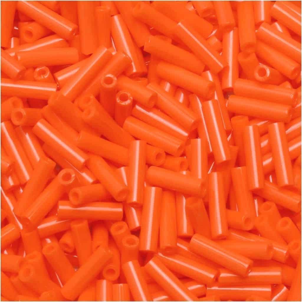 Miyuki Bugle Beads Size #2, 6mm, 17GM Opaque Orange