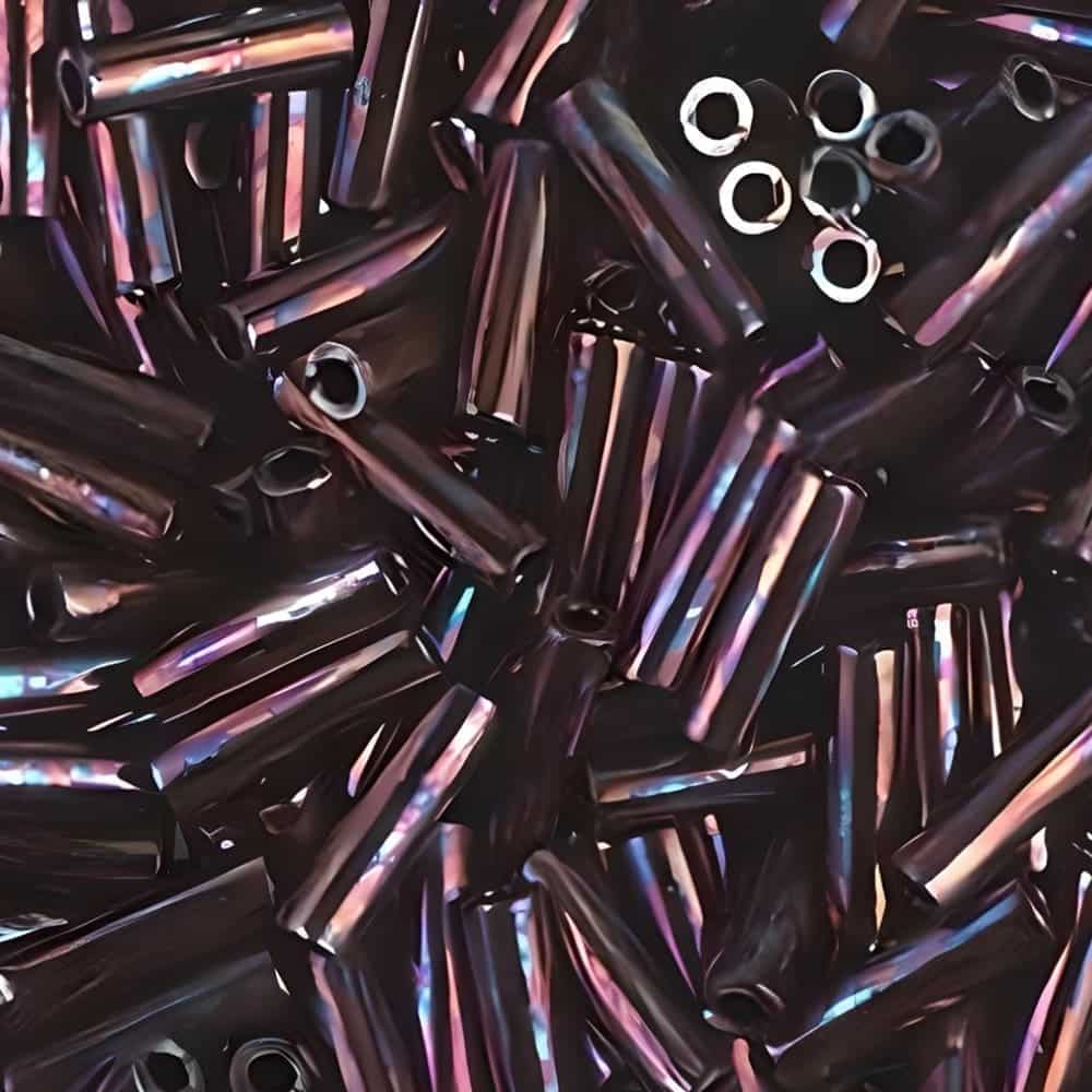 Miyuki Bugle Beads Size #2, 6mm, 17GM Metallic Dark Raspberry