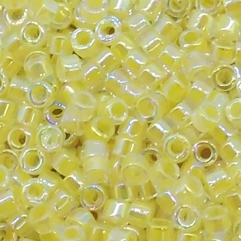 DB0053 Miyuki Delica Seed Beads 11/0 Lined Pale Yellow AB 7.2GM