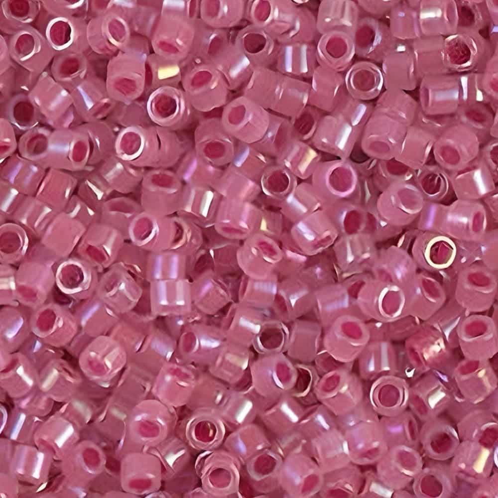 DB1742 Miyuki Delica Seed Beads Size 11/0 Rose Lined Opal AB 7GM