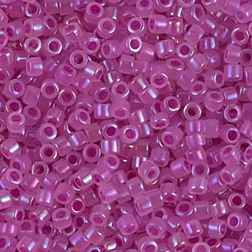 DB1744 Miyuki Delica Seed Beads Size11/0 Fuchsia Lined Opal AB 7.2GM